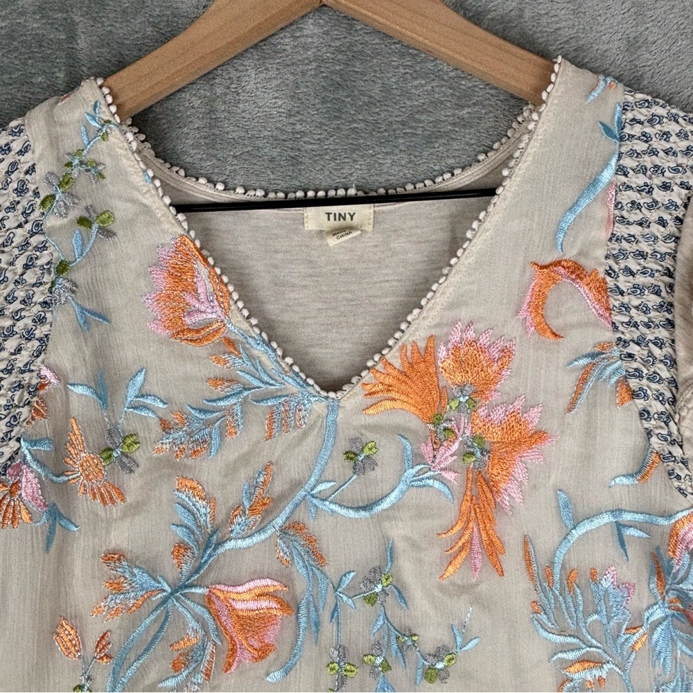 Anthropologie TINY Floral Frieda Embroidered Top Womens Large - Picture 4 of 12
